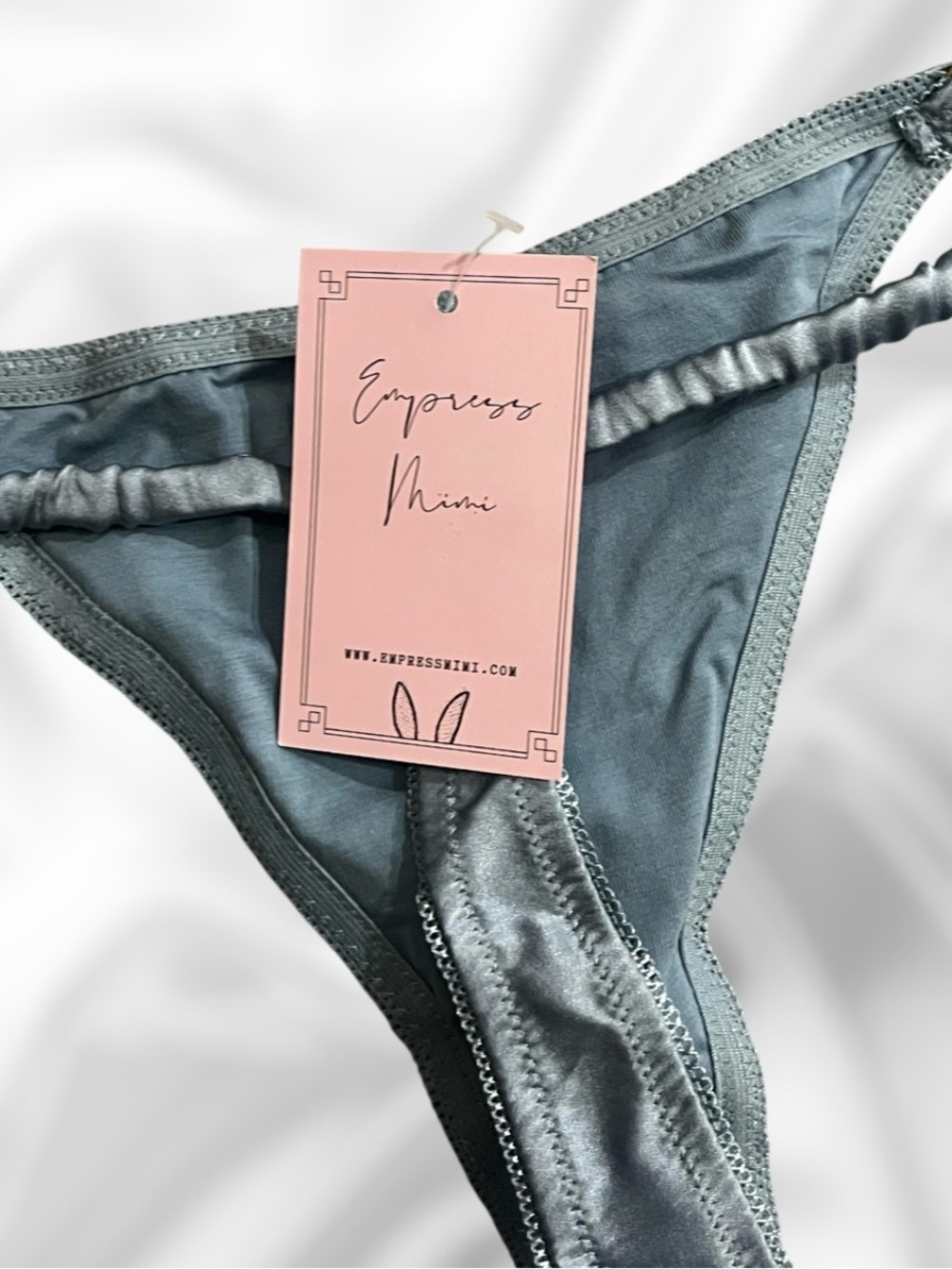 EMPRESS MIMI GREY SILK G STRING THONG PANTY NWT